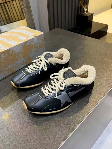 Женские кожаные кроссовки с мехом Golden Goose Super-Star premium   