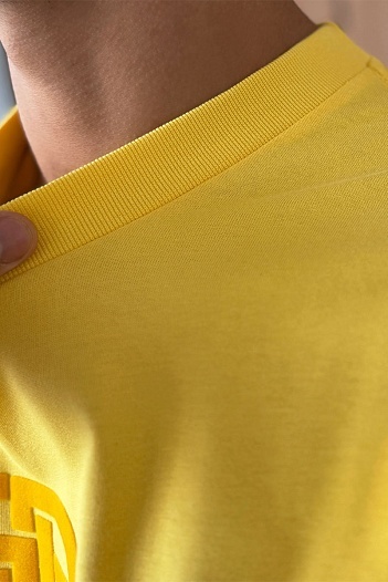 Жёлтая оверсайз футболка Balenciaga BB logo   