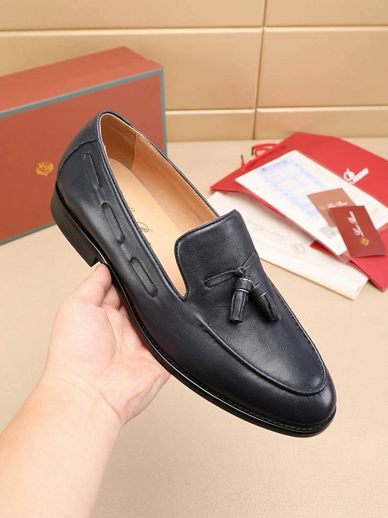 Кожаные лоферы Loro Piana tassel - Navy