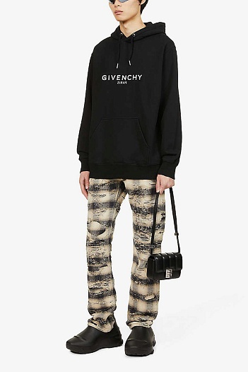 Чёрное оверсайз худи Givenchy Paris logo-print   