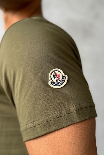 Мужская футболка Moncler logo-patch - Khaki   