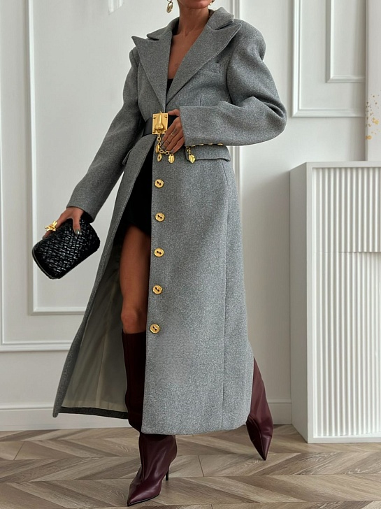 Женское пальто серого цвета Schiaparelli