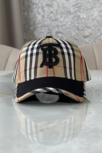 Мужская бейсболка Burberry TB logo - Beige / Black   