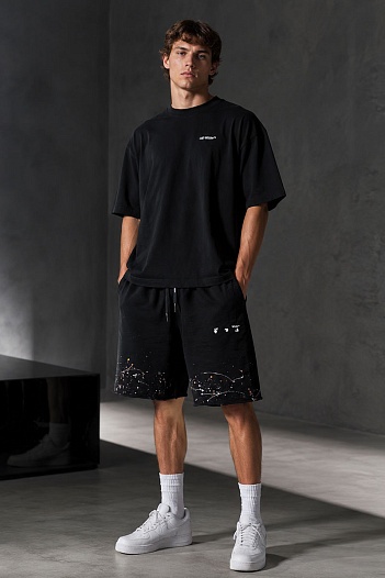 Чёрные мужские шорты Off-White Paint Splatter   