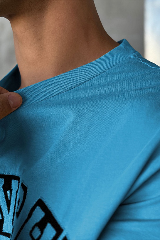 Синяя оверсайз футболка Givenchy college logo-embroidered