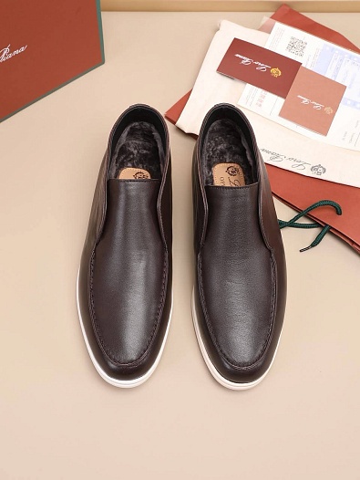 Кожаные лоферы с мехом Loro Piana Open Walk   