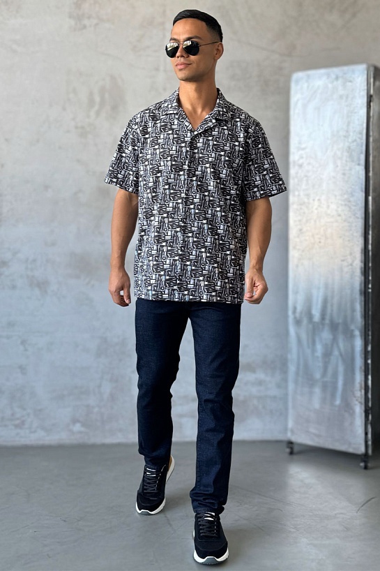 Мужская чёрная рубашка Dolce & Gabbana graphic-print