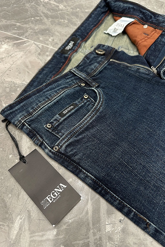 Джинсы тёмно-синего цвета Ermenegildo Zegna Regular Fit