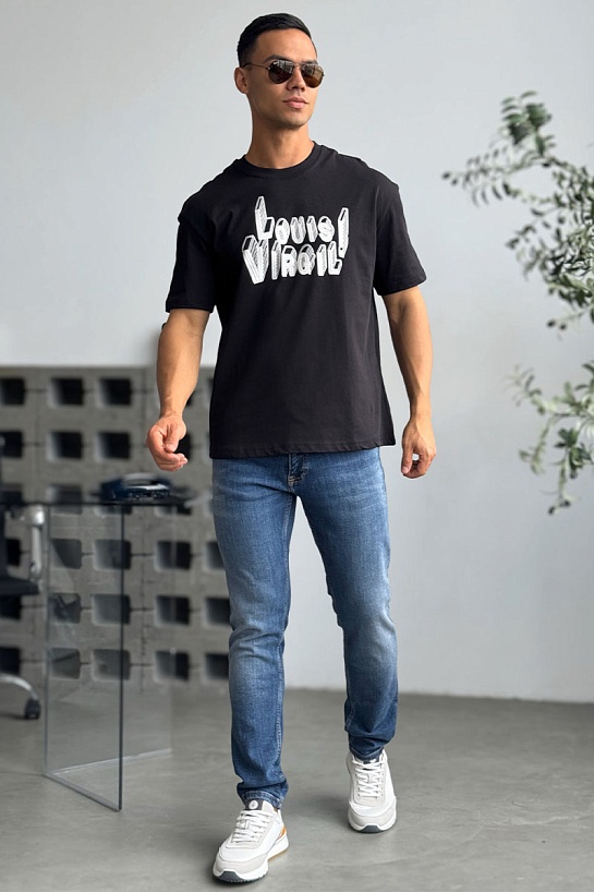 Чёрная оверсайз футболка Louis Vuitton Virgil Abloh