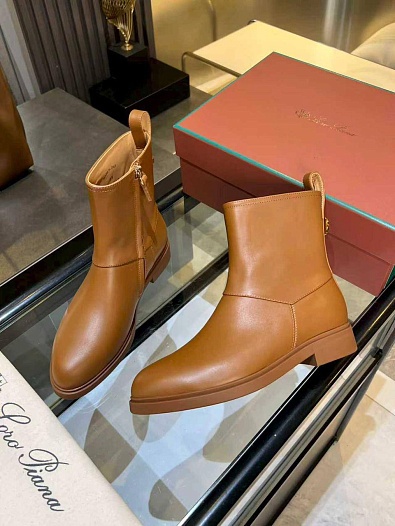 Женские кожаные сапоги Loro Piana premium - Chestnut   