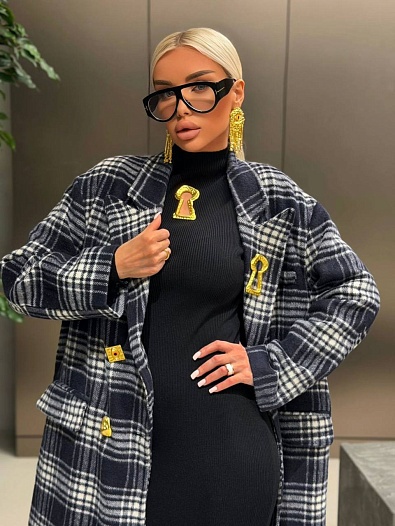 Женское пальто в клетку Schiaparelli premium   