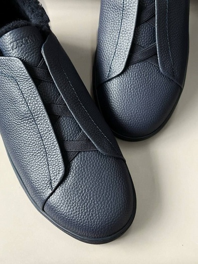 Кроссовки с мехом Ermenegildo Zegna Triple Stitch - Navy   