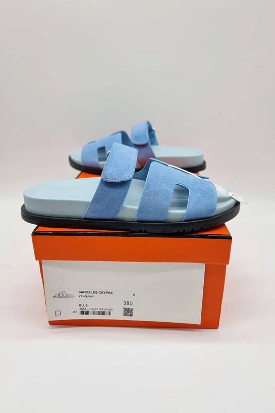 Женские замшевые сандалии Hermes Chypre - Blue