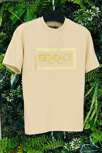 Бежевая футболка Collaboration Fendi x Versace Fendace Logo   