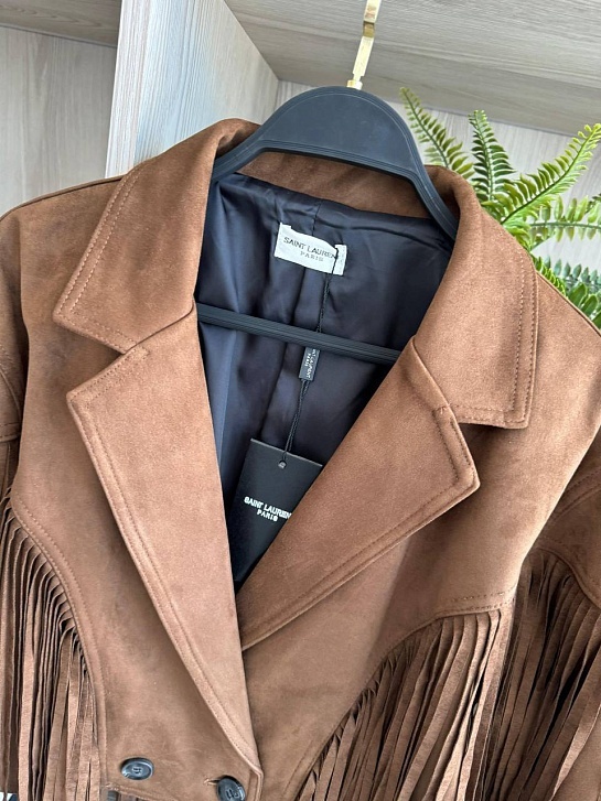 Женская замшевая косуха с бахромой Yves Saint Laurent