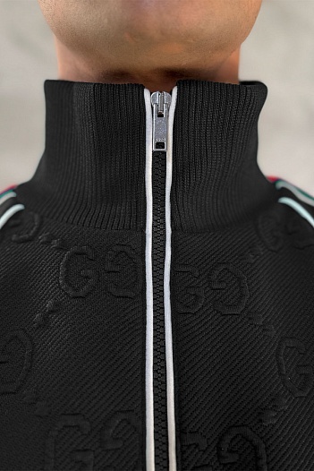 Чёрная кофта на молнии Gucci GG jacquard   