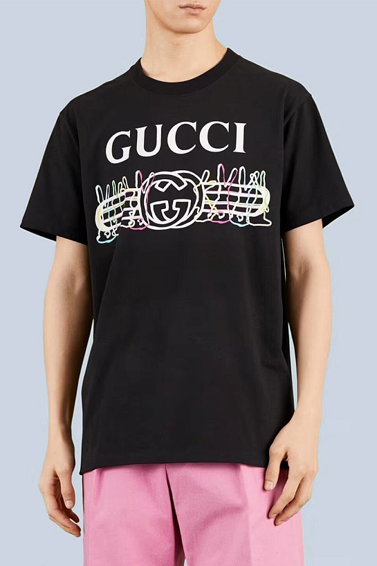 Чёрная оверсайз футболка Gucci Double G