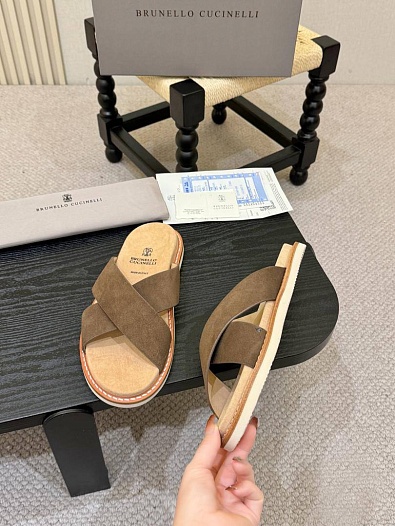 Замшевые шлёпанцы Brunello Cucinelli Crossover   