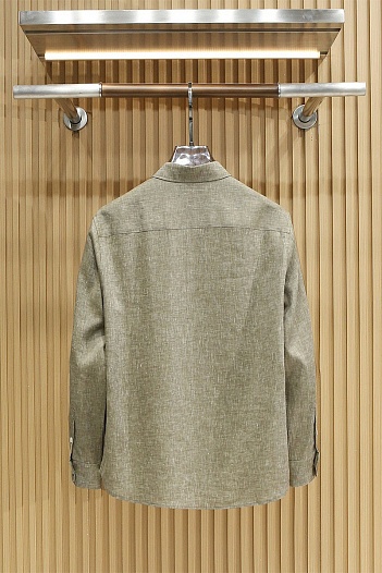 Льняная рубашка цвета хаки Kiton premium   
