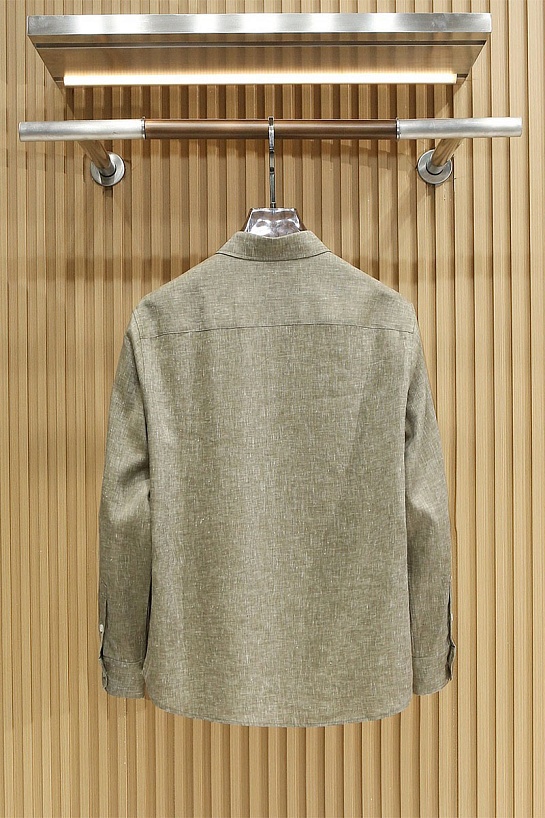 Льняная рубашка цвета хаки Kiton premium