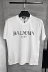 Белая футболка Balmain Paris black logo-print