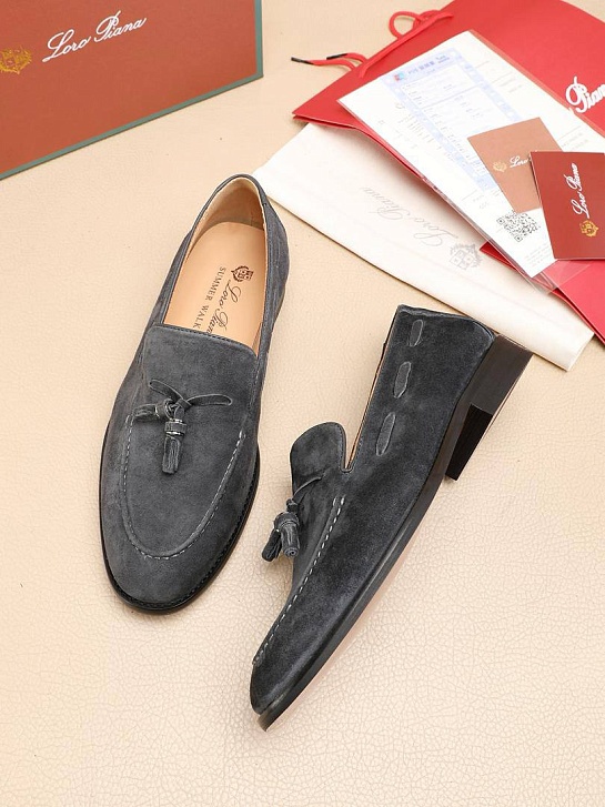 Замшевые лоферы Loro Piana tassel - Grey