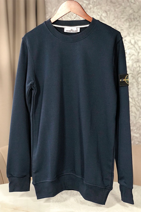 Мужской синий свитшот Stone Island с патчем на плече