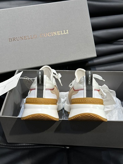 Комбинированные кроссовки Brunello Cucinelli panelled-design - White / Beige   