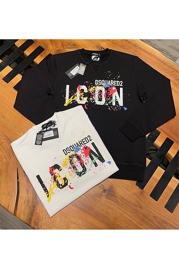 Мужской белый свитшот Dsquared2 "ICON" logo-print   