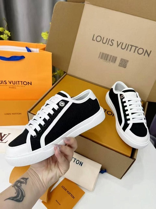 Женские комбинированные кеды Louis Vuitton Premium - Black