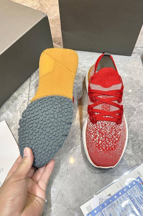 Текстильные кроссовки Brunello Cucinelli красного цвета