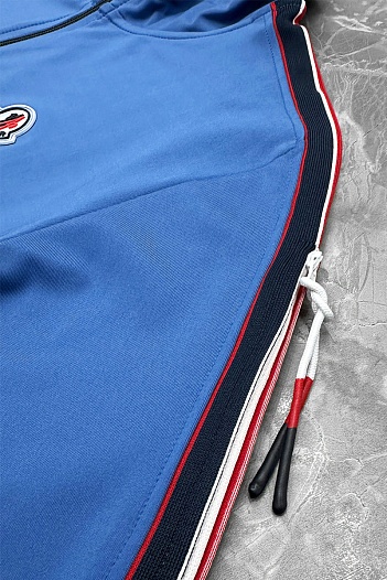 Мужская брендовая кофта Moncler синего цвета   