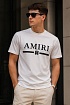 Мужская белая футболка Amiri MA bar logo-print
