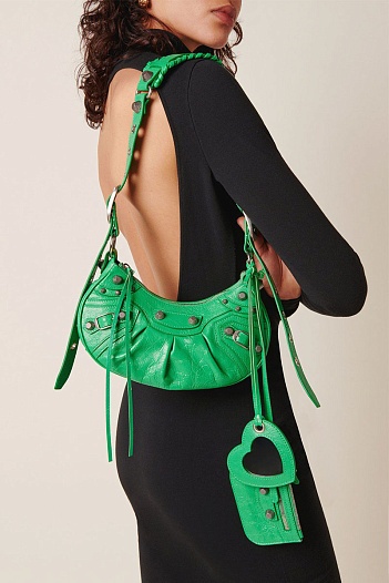 Кожаная сумка Balenciaga Le Cagole Xs - Green 24x15 см   