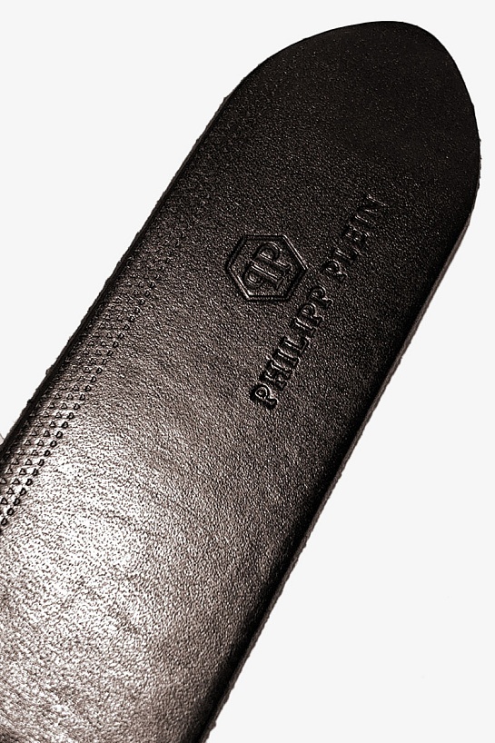 Мужской кожаный ремень Philipp Plein тёмно-коричневого цвета