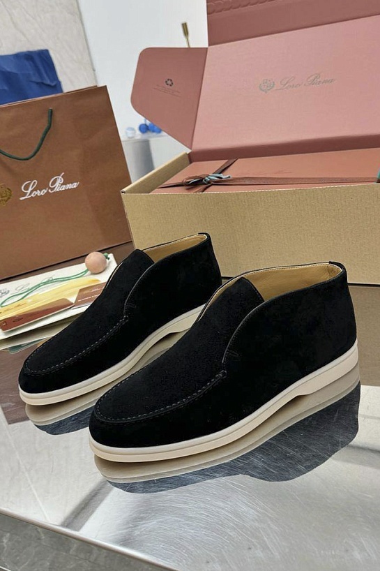 Женские замшевые лоферы Loro Piana premium - Black