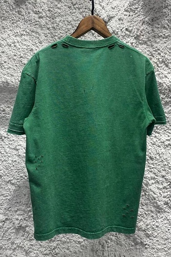 Зелёная оверсайз футболка Balenciaga с рваной отделкой   