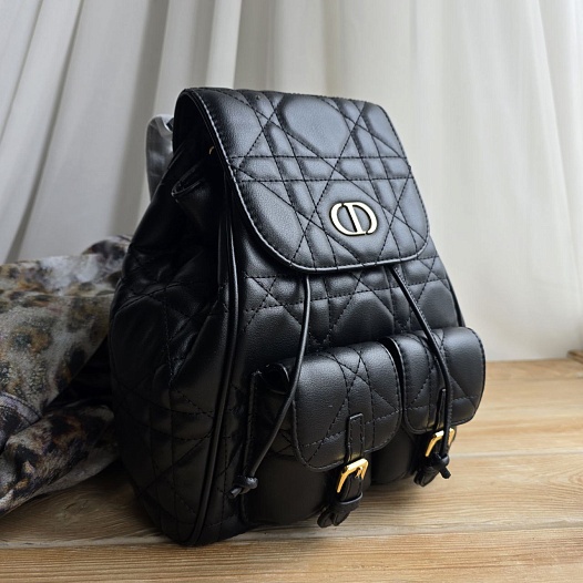 Кожаный рюкзак Dior Caro 26x25 см - Black   