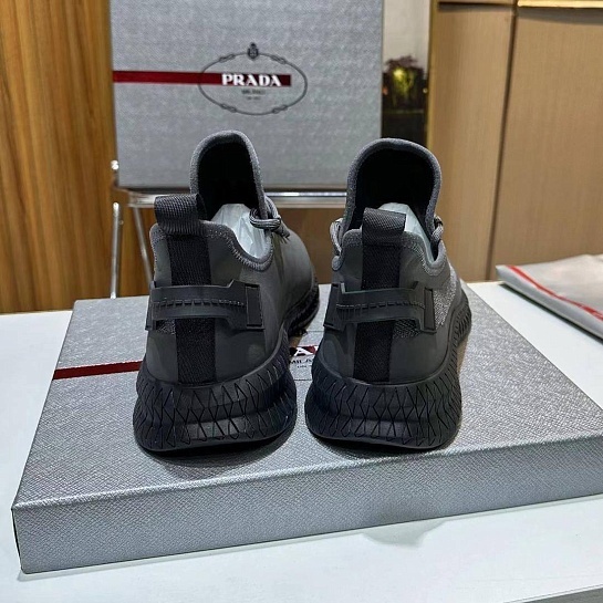 Мужские кожаные кроссовки Prada lace-up - Grey