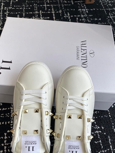 Женские кожаные кроссовки Valentino Premium - White   