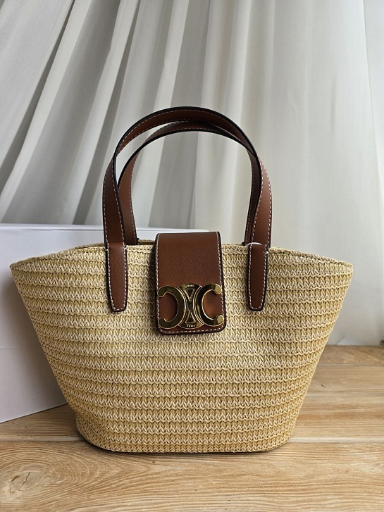 Плетёная сумка с кожаной отделкой Celine 30x18 см