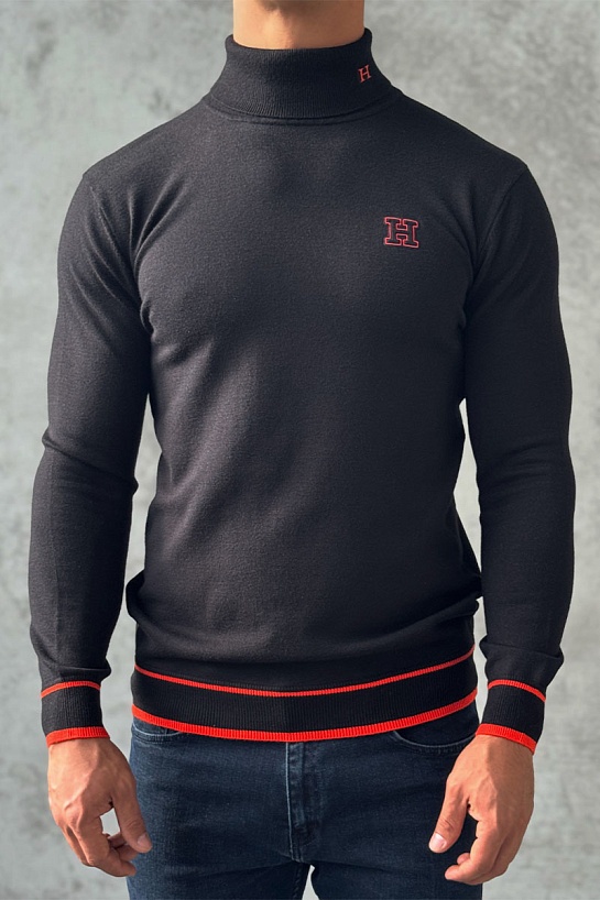 Мужская чёрная водолазка Hermes Premium