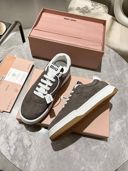 Женские замшевые кроссовки MIU MIU Premium - Grey