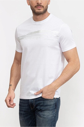 Мужская белая футболка Armani Exchange   