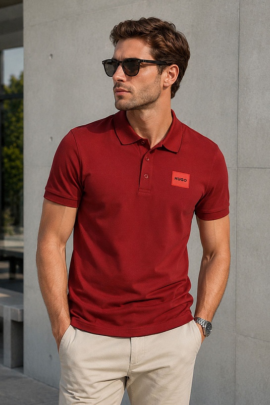 Мужское красное поло Hugo Boss classic badge