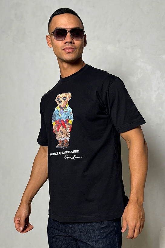 Мужская чёрная футболка Роlо Ralрh Lаurеn "Bear"