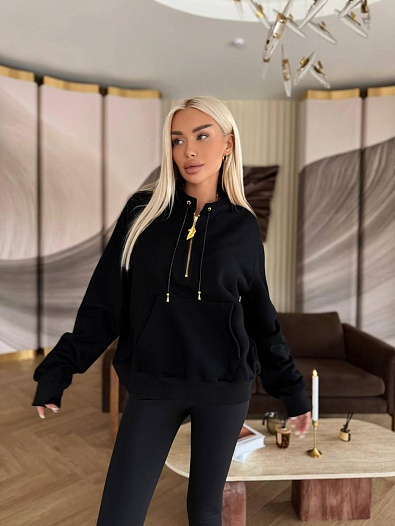 Женский свитшот Schiaparelli Premium zip neck - Black   