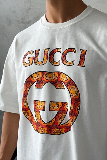 Оверсайз футболка Gucci белого цвета   