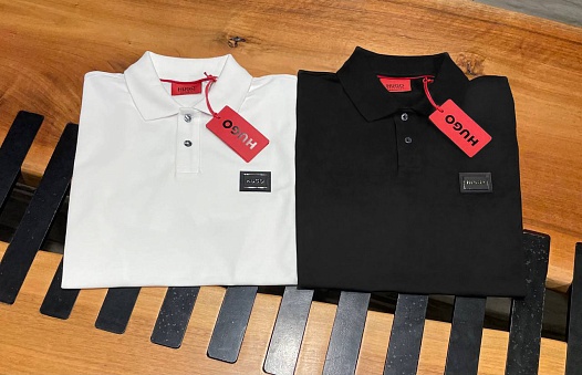Мужское чёрное поло Hugo Boss framed logo   