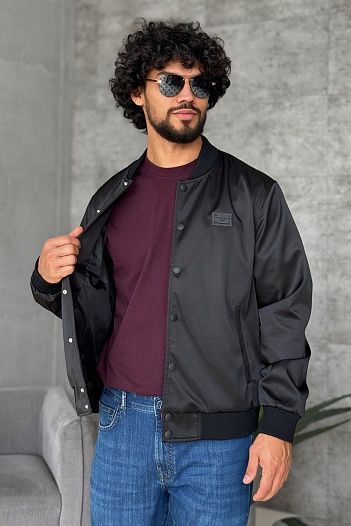 Мужской чёрный бомбер Dolce & Gabbana logo-plaque   